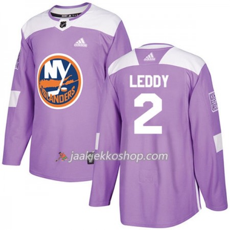 Miehille NHL New York Islanders Pelipaita Nick Leddy 2 Adidas 2017-2018 Violetti Fights Cancer Practice Authentic